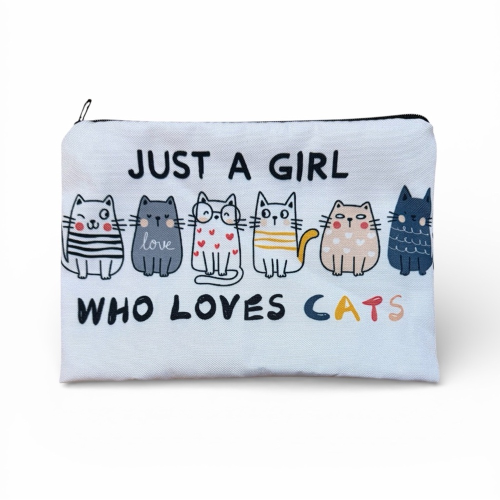 Cat Lover Canvas Zipper Pouch | Cosmetic Bag | Makeup Bag | Travel Organizer